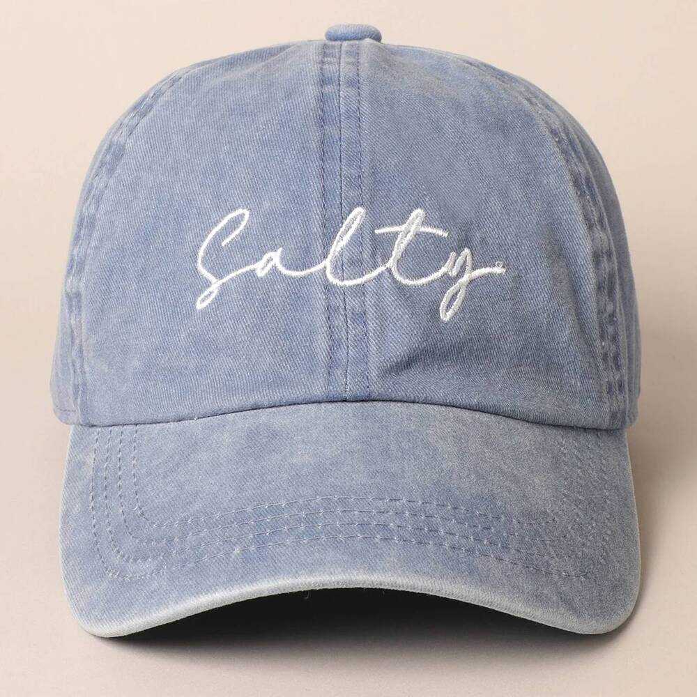 NEW FASHION CITY women's salty lettering embroidery baseball cap in vintage blue